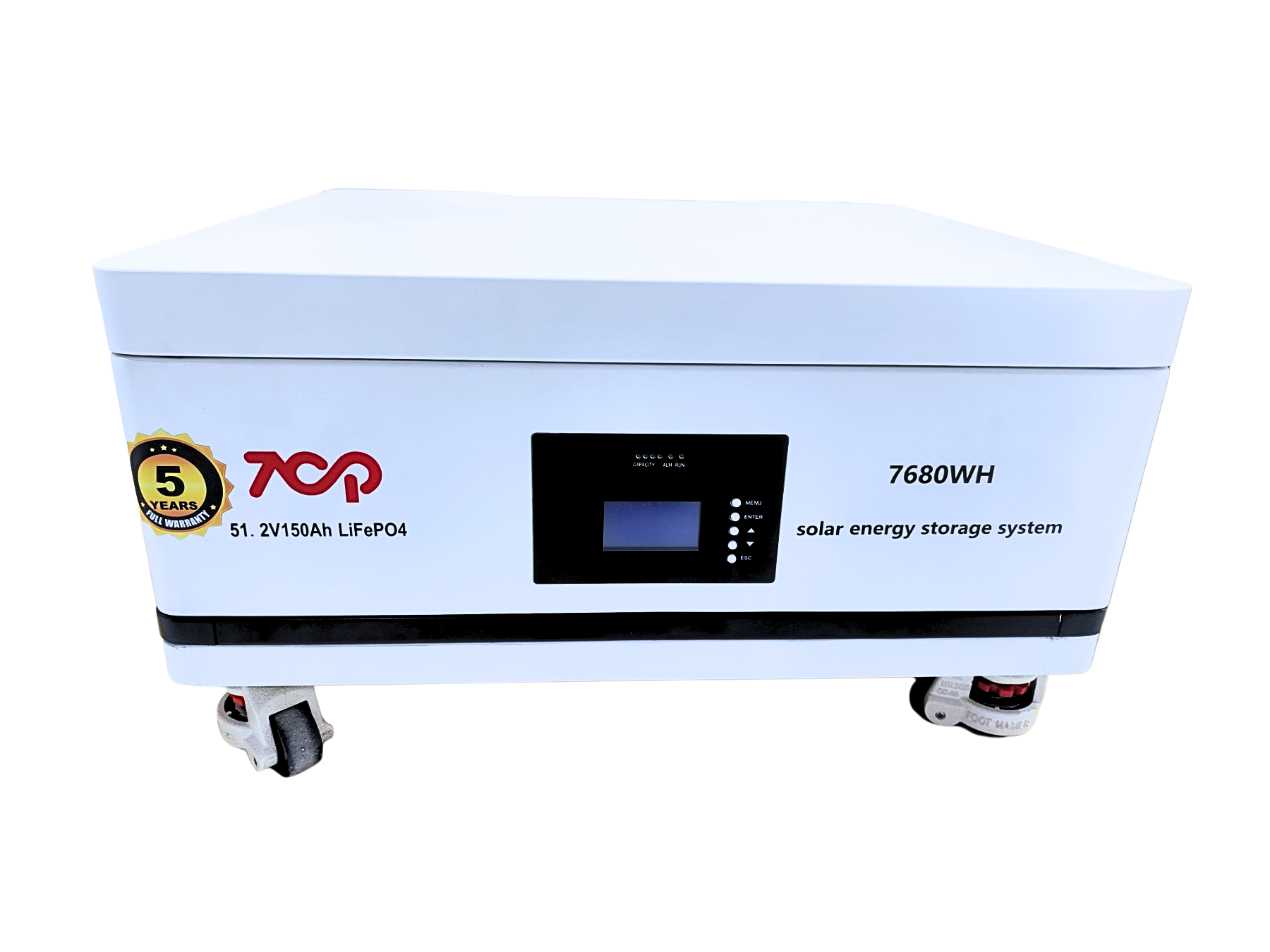 TOP 51.2V 150AH LifePO4 with COVER & WHEEL BATTERY